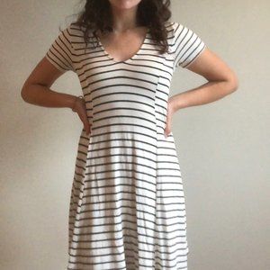 White Swing Dress Black Striped Lush Brand